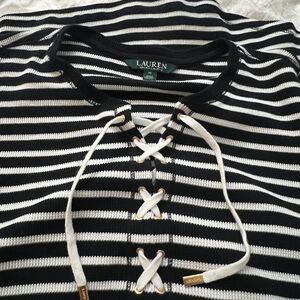 Ralph Lauren Black and White Striped Long Sleeve Top- Never Worn no tags